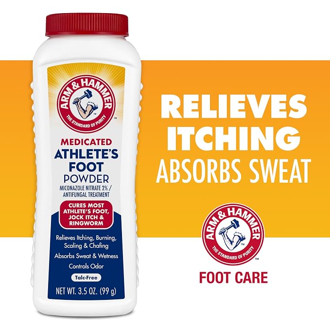 Arm & Hammer Athlete's Foot Powder - Antifungal Treatment for Feet with Baking Soda - Relieves Itching, Burning, and Odor - Clinically Proven Formula - 3.5 oz