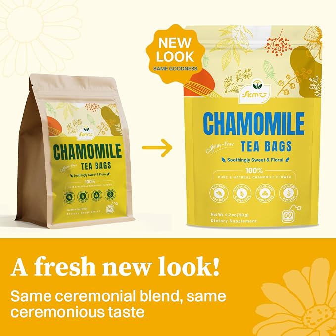 SKMTT Chamomile Tea Bags, 60 Count (2g/bag) | Premium Chamomile Flower, Herbal Tea for Relaxation, Caffeine Free & Non-GMO, No Additives