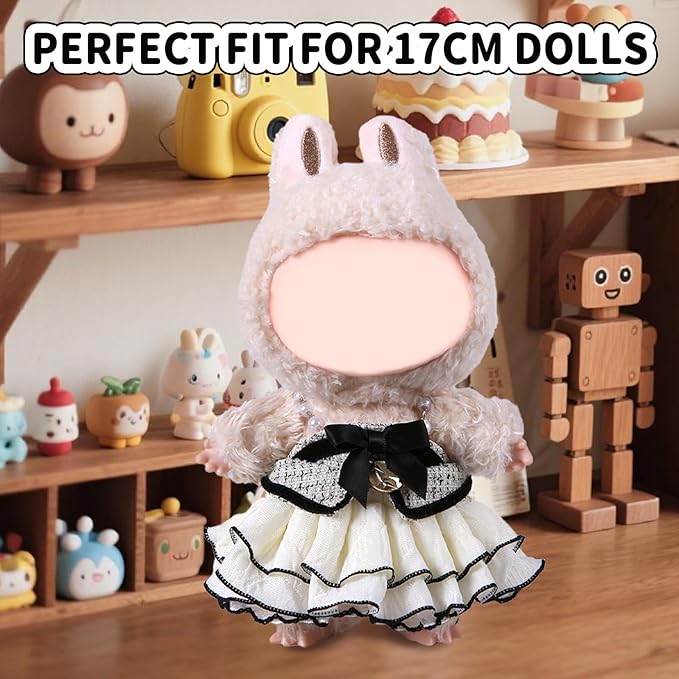 Coolcandy 17cm Doll Clothes, Fashionable Dolls Outfit with Accessories Suit, Stylish Adorable Dolls Clothes Set, Soft Fabric, Detailed Stitching(Doll Not Included)