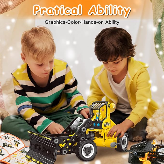 HOMETTER Building Toys for Age 5 6 7 8+ Year Old Boys Gift, 6 in 1 Engineering Toys, STEM Learning Toys Educational Building Set