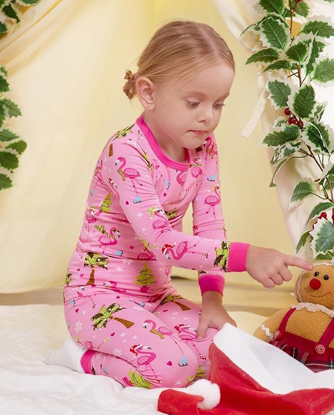 Bamboo Viscose Toddler Girls Kids Pajamas Unicorn Mermaid Pjs Long Sleeve Snug fit 12M-8Y 2pcs Soft Jammies