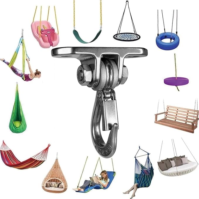 Heavy Duty Swing Hanger Stainless Steel 304 Antirust,800 lb Capacity 180° Silent Swing, Playground Porch Swing Set Indoor Outdoor