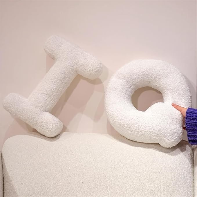 MOJUN Letter Pillows, Soft Plush Decorative Initial Letter Shaped Throw Pillows for Sofa Couch Bed, Cute Letter Pillows English Alphabet A to Z for Living Room Bedroom Floor Car Decoration, T