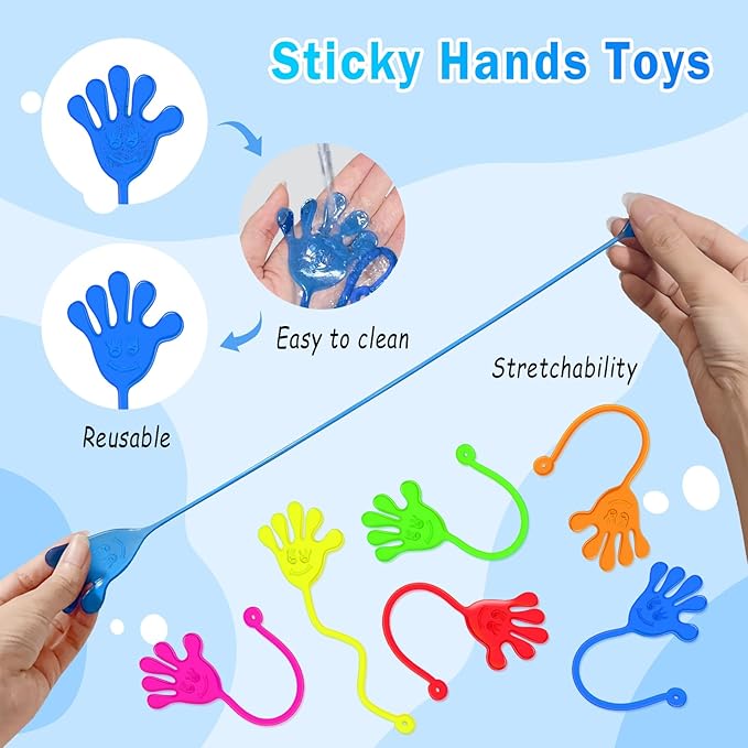 Sticky Hands Bulk 48 PCS Party Favors for Kids 4-8 8-12 Stretchy Sticky Hand Toy Halloween Goodie Bag Stuffers Fillers Mini Treasure Box Toys for Classroom Prizes Student Gifts Birthday Party Supplies