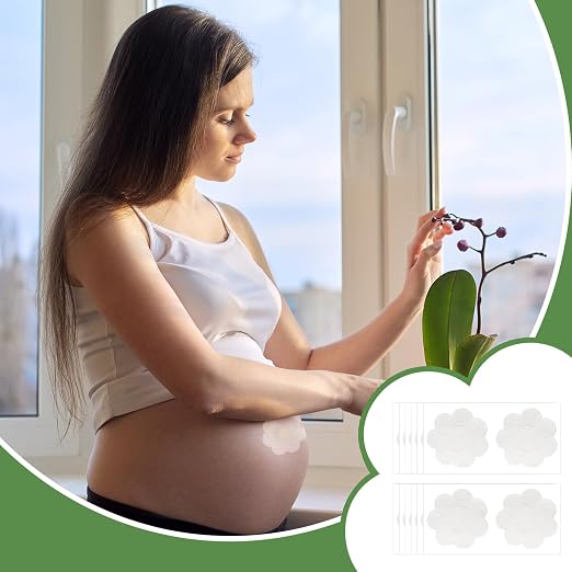Shyyween 30 Pcs Pregnancy Belly Button Cover Patch 2.16" Reusable Washable Hide Belly Button Cover for Maternity Pregnancy (Flower-shaped,Transparent,White)