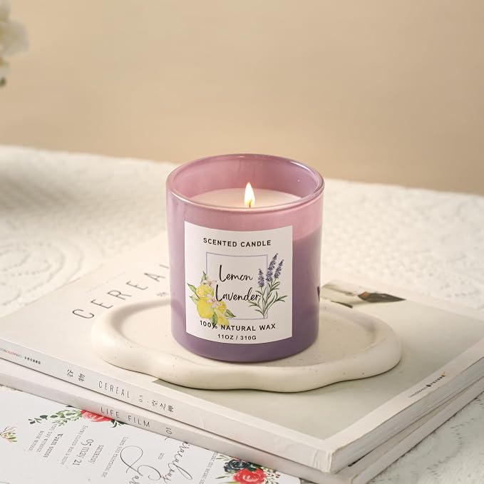 Lavender Candle - Lemon Lavender Scented Candle,Summer Candles,11oz | Soy Candles for Home Scented, Birthday Gifts Candle for Women Men