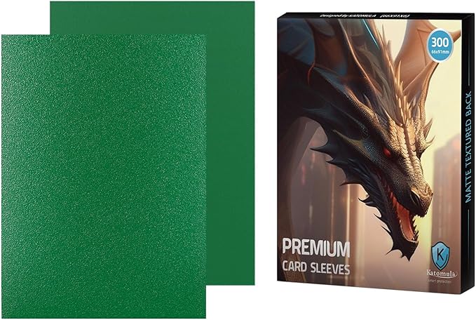 300CT Green Card Sleeves for Lorcana, MTG - Clear Front Textured Back, Standard Size for MTG, Baseball, Sports Cards, Game Cards
