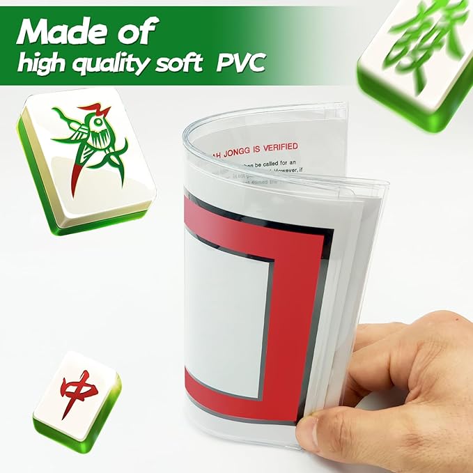 4 Pcs 2026 Mahjong Card Sleeve, Mahjong Card Covers, Compatible with Large Print Size(6 1/8”x4 3/4”), Clear Plastic Sleeves, Durable Tri Fold Mahjongg Cards Protector, Mahjongg Accessories 2026