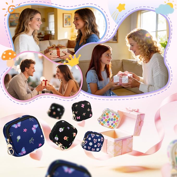 Period Bag for Teen Girls, Neoprene Cute Sanitary Napkin Storage Bag, Floral Menstrual Pad Pouch Tampon Holder (Colorful Floral)