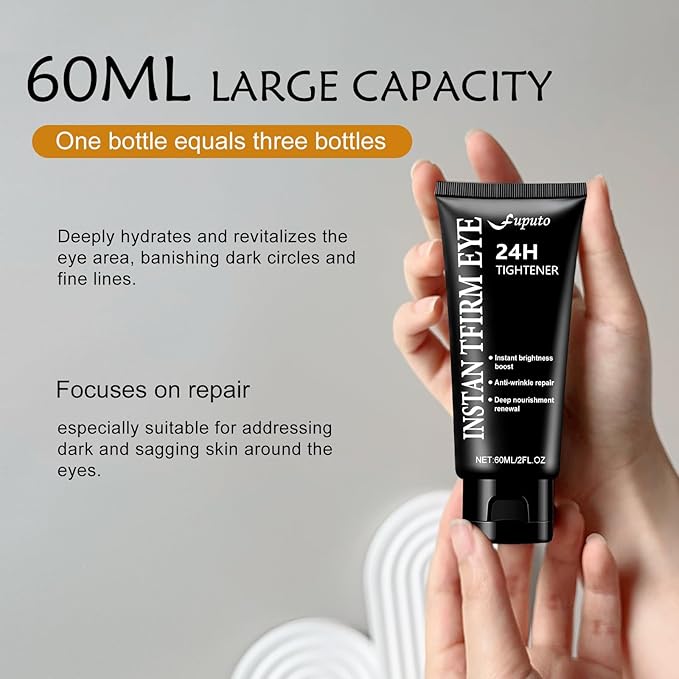 Instant Eye Tightener Cream, 60ML Instant Firm Temporary Eye Tightener for Reduces Dark Circles, Puffiness, Fine Lines, Upgraded Formula for Women, Fast-Absorbing & Moisture Lock(1Pcs