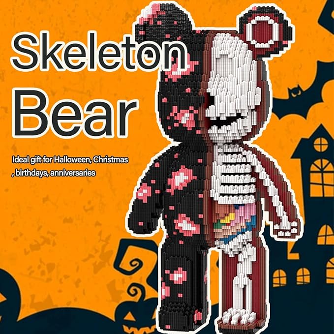 DAHONPA Animal Graffiti Skeleton Bear Micro Building Blocks Set(7220PCS), Gift for Adults and Kids