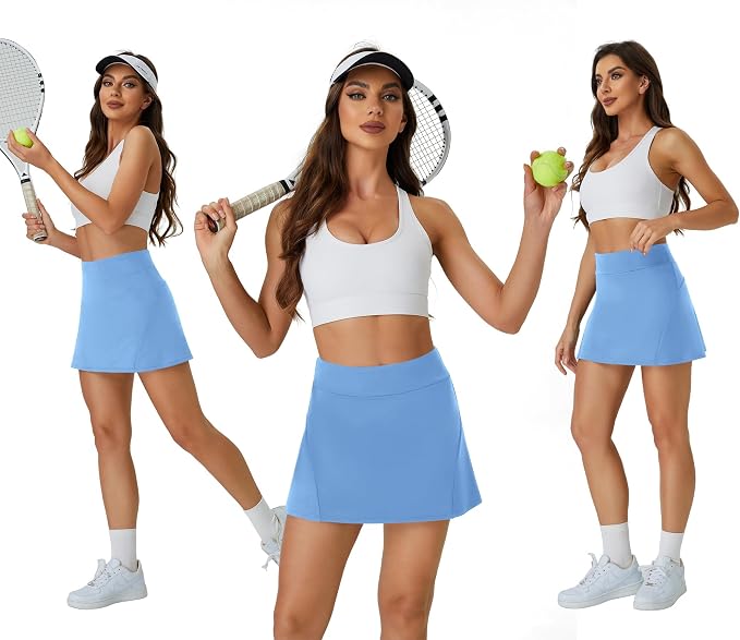 Womens Tennis Skirt Crossover High Waisted Skort with Pockets Shorts | Athletic Skirts for Golf Running Workout Pickleball, Aesthetic Activewear, Sporty Athleisure Style
