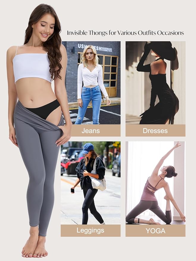 Seamless Camel Toe Thongs for Women Invisible Cameltoe Thong Panty Liners No Show Workout G-Strings Underwear
