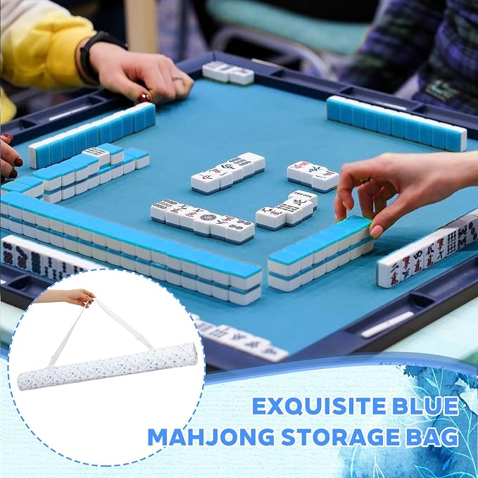 Shinylin 35 Inch Mahjong Mat Carrying Bag with Strap, Printed Drawstring Mahjong Holder Bag Outdoor Travel Canvas Storage for Board Games, Yoga Mats, Tripod