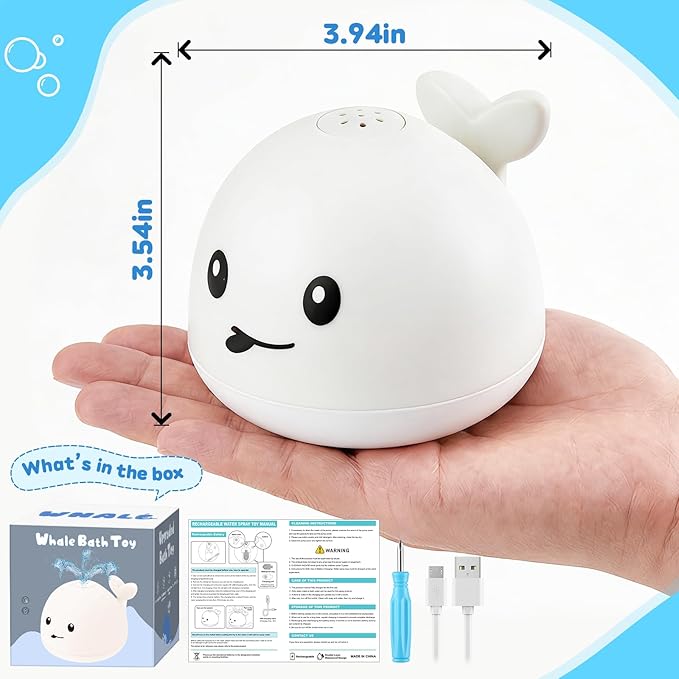 Baby Bath Toys for Kids Ages 1-3, Valentine Gifts for Baby 1 2 3 Year Boy Girl, Whale Bath Toy Sprinkler Light up Bath Toys for Babies 6-12 Months, Toddlers Bathtub Toys Newborn Baby Birthday Gifts
