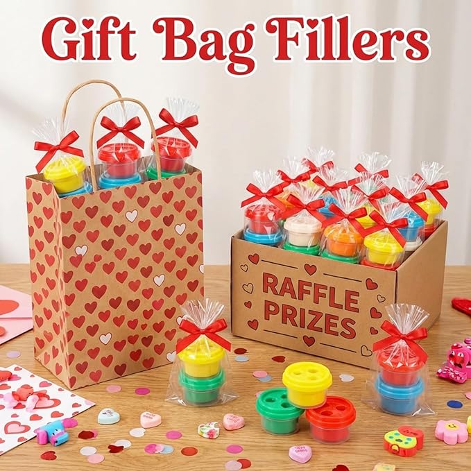 Blosssound 18 Sets Valentines Air Dry Clay Gifts Valentines Day Air Dry Clay Party Favors DIY Clays Craft Kit for Classroom Exchange Gifts Goodie Bags Stuffers Supplies
