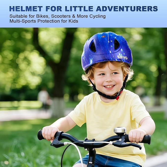 Kids Bike Helmet with LED Light, SIFVO Youth Toddler Boys Girls Helmets,2 Size Adjustable for Ages 3-5-10,Multi-Sport for Bicycle, Scooter, Skateboard,46-55cm