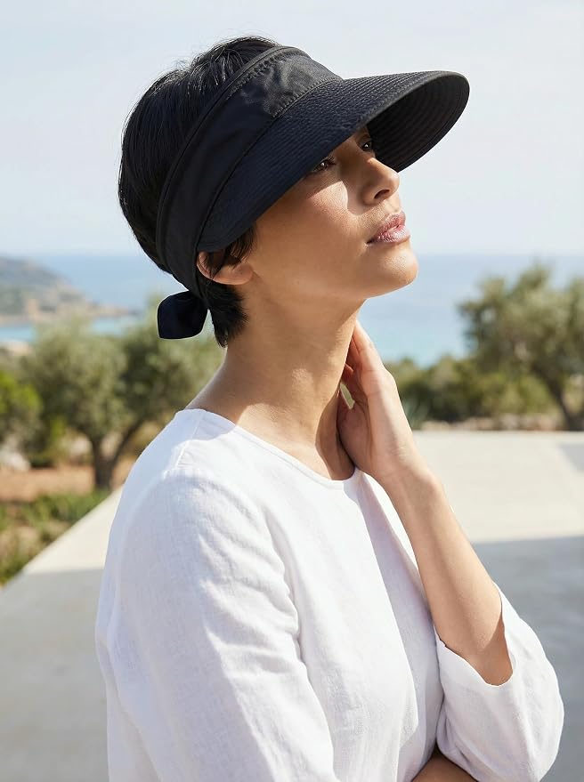 2-in-1 Women’s Sun Visor Sun Hat Zipper Off Ponytail Friendly, Lightweight Quick Dry, Summer UV Protection