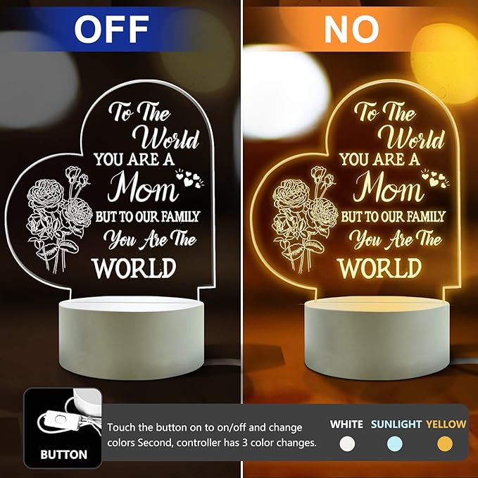 Lovely Mother-Best Mom Birthday Gifts from Daughter Son,Mom Night Light,Room Decoration Mom's