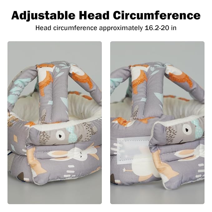Baby Head Protector Baby Helmet for Crawling Walking, No Bumps Safety Head Adjustable Protective Cap for Walking, Playing (Fox)
