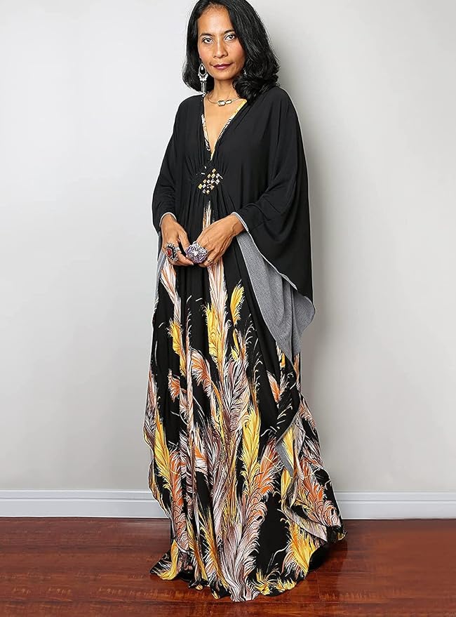 Venasha Womens Caftan Floral Print Kaftan Dress Short Sleeve Swimsuit Cover up Loungewear for Summer