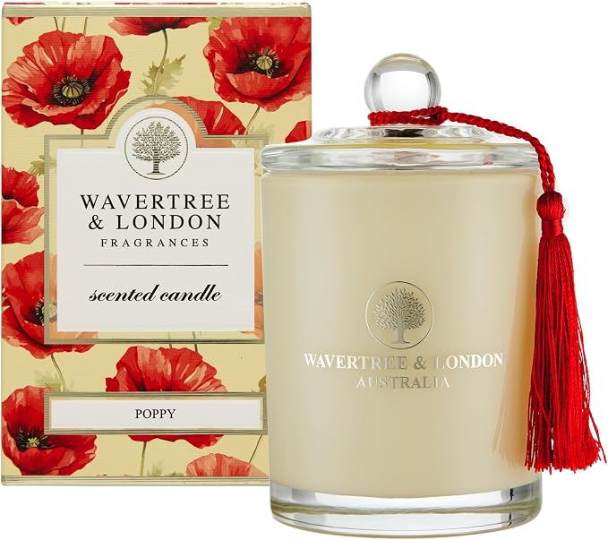 Luxury Poppy Soy Wax Candle - Hand Poured in Australia, 11.66 oz Glass Jar Fancy Candle, Strong Scented, Non-Toxic, Long Lasting 60 Hour Burn, Refreshing Natural Citrus Candle Gift