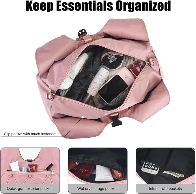 Forestfish Gym Bag For Women With Yoga Mat Holder & Shoe Compartment & Wet Dry Storage Pocket & Adjustable Strap