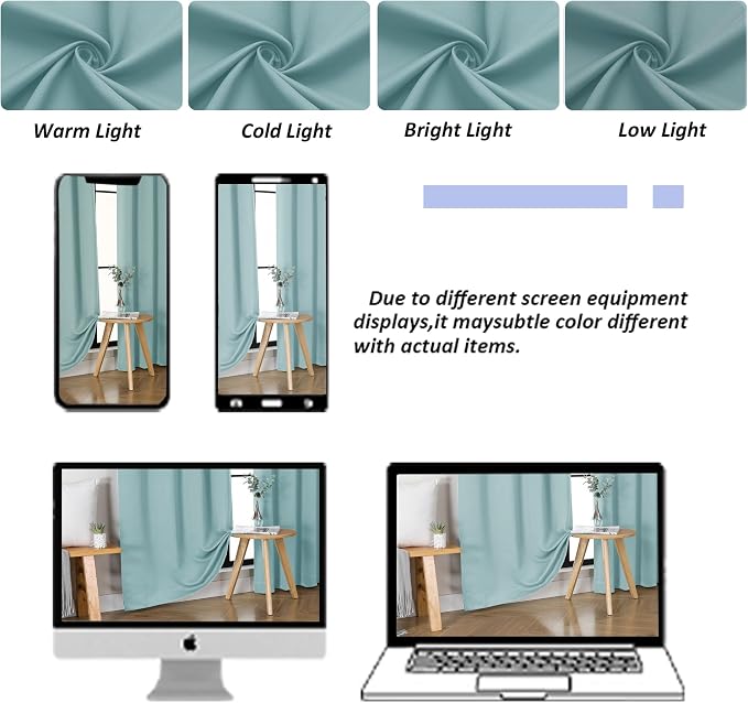 Simplebrand Aqua Blackout Curtains for Bedroom 96 Inches Long 2 Panels, Solid Thermal Insulated, Energy Saving Living Room Window Treatment Curtains Blackout Drapes, W50 x L96 Inch, Aqua