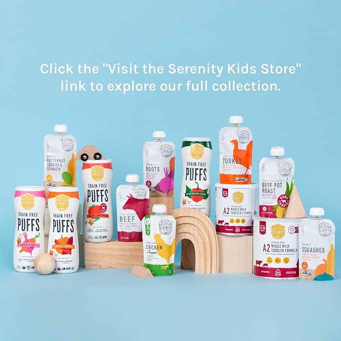 Serenity Kids 6+ Months Chicken Baby Food Pouches - 5g Protein With Organic Chicken - No Added Sugar & Veggie Pouches - On-The-Go Baby Meals - 3.5 Oz, 12 Pack