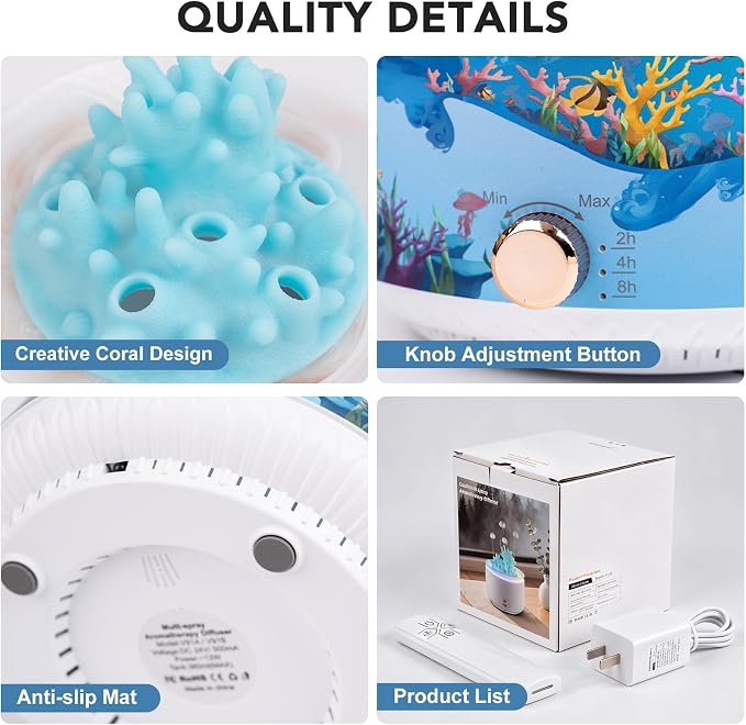 Essential Oil Diffuser 360ML,Jellyfish Diffuser Cool Mist Ultrasonic Aroma Aromatherapy Diffuser with Remote Control 7 Light 2 Mist Mode for Home Bedroom Office Hotel (Blue)