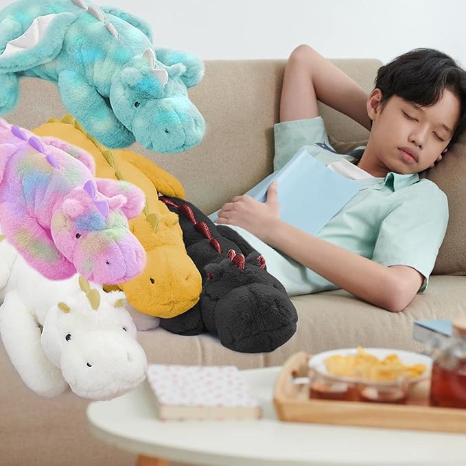 ARELUX Large 37in Cute Dragon Stuffed Animals Plush Toy Soft Colorful Pink Pterosaur Plushie Giant Fuzzy Dinosaur Pillow Plushies with Wings Cuddly for Friends Family Member
