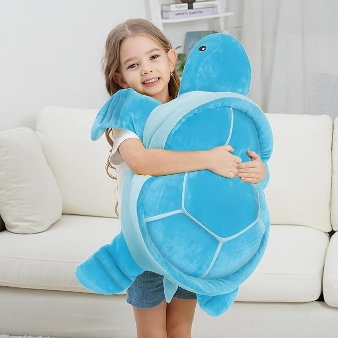 Dalmao 28'' Sea Turtle Stuffed Animals Giant Soft Toys, Large Ocean Blue Turtle Plush Body Pillow, Plushies Gifts for Kid Boys, Girls, Girlfriend, Birthday, Halloween, Christmas