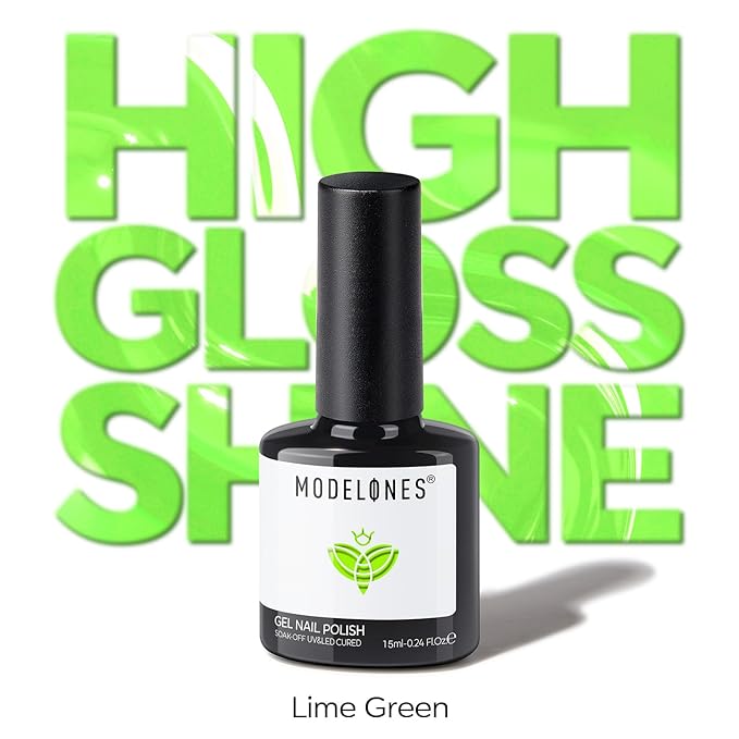 modelones Green Gel Nail Polish Neon Green Gel Polish Lime Summer Nail Poish Soak Off Pastel U V Nail Design Salon DIY Manicure 15 ML