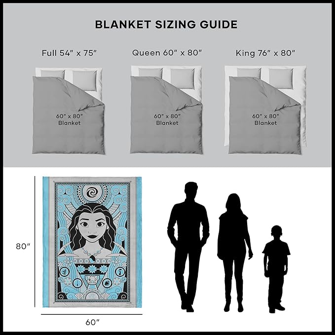 Northwest Disney 100 Silk Touch Throw Blanket, 60" x 80", Art Deco Moana