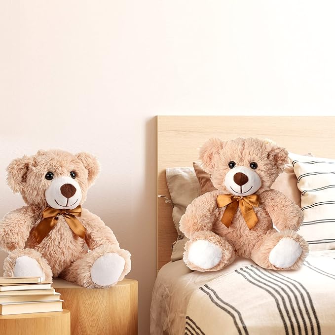 Civaner 4 Pack 14 Inches Bear Plush Stuffed Animals Operation Christmas Cute Soft Bears Gifts Bulk for Girls Boys Girlfriend(Light Brown)