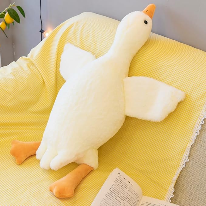 Goose Stuffed Animal Plush Toy Cute White Duck Stuffed Plush Super Soft Furry Swan Hugging Pillow Plushies for Home Decor