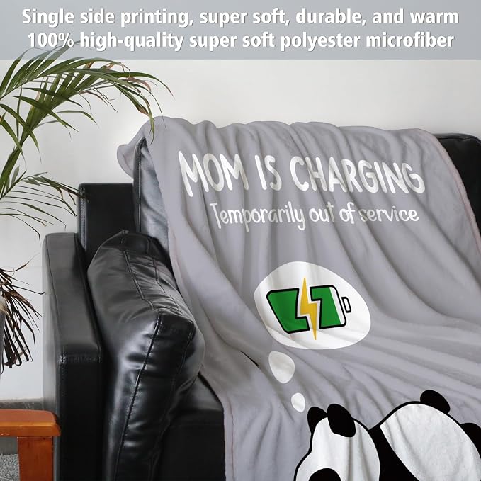 Craftique Mom Birthday Gifts, Funny Gifts for Mom- Mom's Charging Blanket | Mom Gifts for Women from Daughter Son Husband, Super Soft Blanket Throw for Napping Travel, 60”×50”