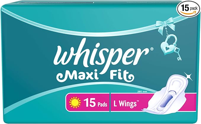 Whisper Maxi Nights Sanitary Pads for Women, Large, 15 Napkins (Pack of 1)