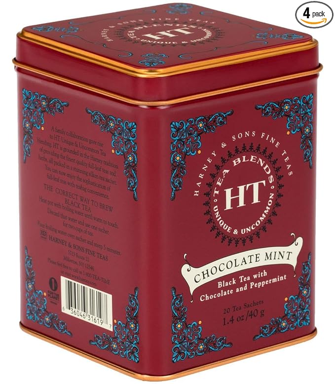 Harney & Sons Hot Tea, Chocolate Mint, 20 Count (pack Of 4)