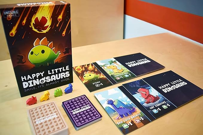 Happy Little Dinosaurs Base Game - Competitive Sabotage Funny Family Card Game For Kids, Teens, Adults - 2-4 Players