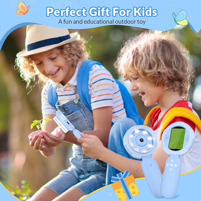 Mafiti Microscope for Kids Mini Pocket Handheld Kids Microscope Educational Science Kit Toys Xmas/Birthday Gifts for Aged 3-12 Girls Boys,Blue