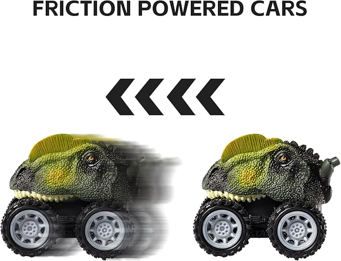 TEMI Dinosaurs Truck Toys for Boys Kids 3-5 Years, Transport Car with 3 Dinosaur Figures and 3 Monster Cars, Friction Powered Toy Vehicle in Carrier with Light and Sound, Toddler Play Gifts Set
