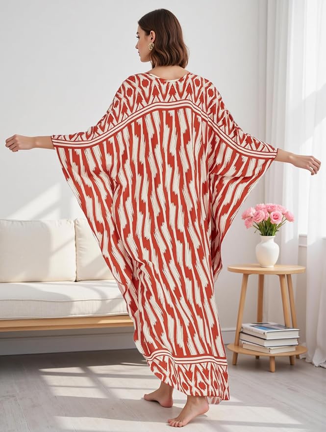 Mumu Dresses for Women Plus Size, Bohemian Kaftan Beach Cover Up Long Maxi Nightgown Soft Loungewear