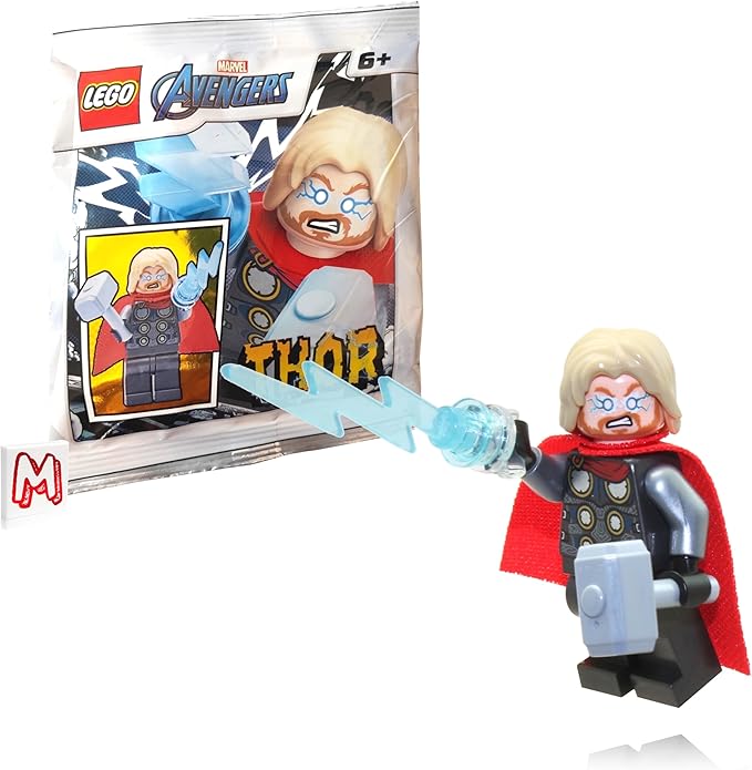 LEGO Super Heroes Avengers Minifigure - Thor with Mjolnir Hammer and Lighting Bolt (2020 Version)