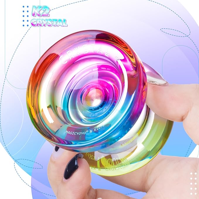 MAGICYOYO K2 Responsive Yoyo for Kids 8-12, Professional Yo yo for Beginners, Plastic Dual Function Yo-Yo with 12 Yoyo Strings, Yo-yos Case Bag + Yoyos Accessory Kit (Blue Pink Yellow Gradient)