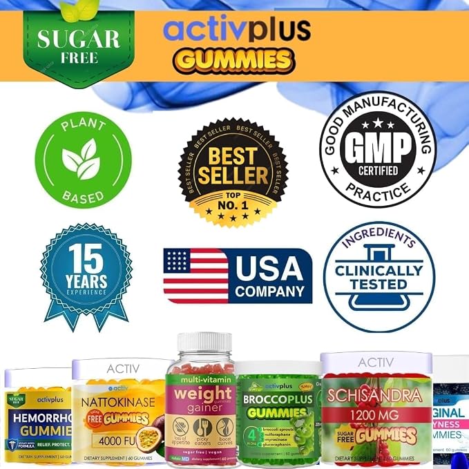 ACTIV Plus Semen Volume Booster Maximizer for Male Fertility - 4 Clinically Studied Ingredients - Sugar Free Pineapple & Blueberry Gummies - 60 Count