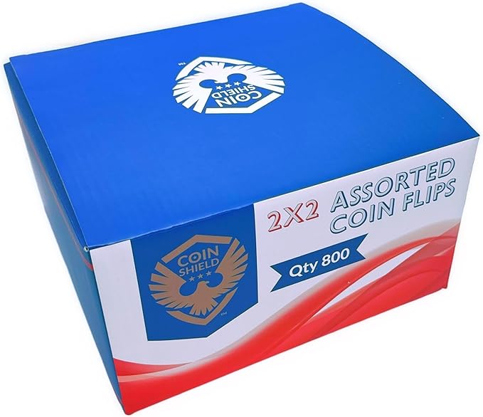 100 Large Dollar 2x2 Cardboard Coin Flips with Mylar Windows Archival Safe
