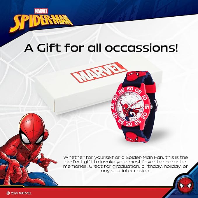 Accutime Kids Marvel Avengers Captain America Spiderman Guardians of The Galaxy Analog Quartz Superhero Time Teacher Watch for Boys, Girls, Toddlers with Hour Minute Markers to Learn How to Read Time