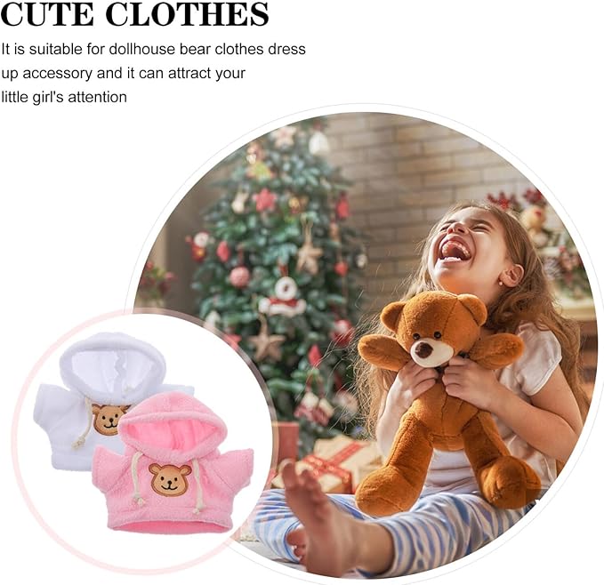 Toyvian 2pcs Small Plush Bear Doll Costume Stuffed Animal Outfit Girl Boy Plush Doll Hooded Sweater Clothes Cute Stuffed Animal Outfit Clothing for 6-8 Inch Stuffed Bears