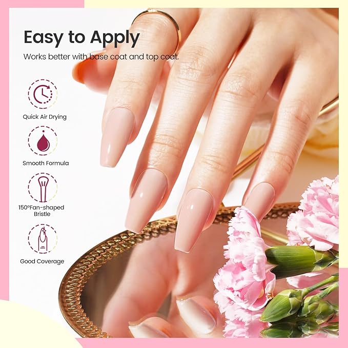 10ml Nude Pink Nail Polish Set 6 Colors Brown Red Purple All Seasons Neutral Color Quick Dry Nail Polish Set for Women Salon DIY Nail Art